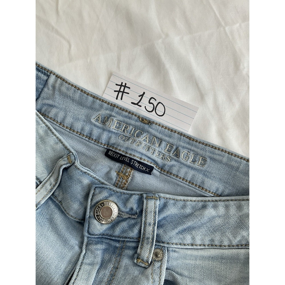 American Eagle Outfitters Shortie Cut Off Denim Shorts Blue Size 4 Fringe